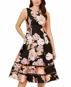 Adrianna Papell Women's Sleeveless Floral A-Line Dress 9 Adrianna Papell Women's Sleeveless Floral A-Line Dress -Clothing Shop 23685130 fpx