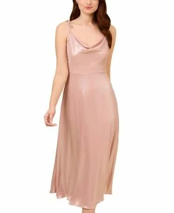 Adrianna Papell Women's Metallic Cowlneck Sleeveless Midi Dress