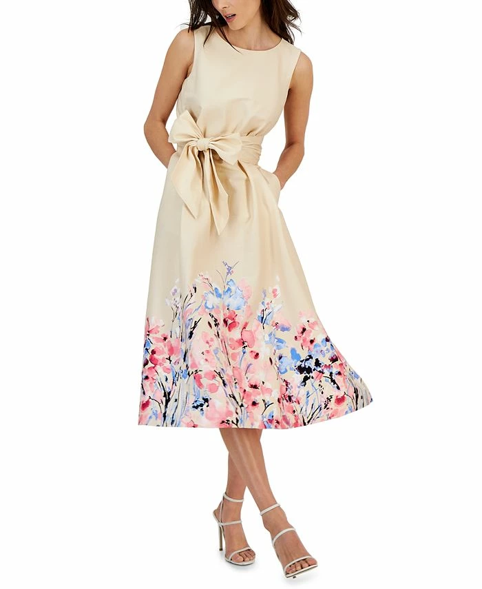 Anne Klein Women's Floral-Print Belted Midi Dress 3 Anne Klein Women's Floral-Print Belted Midi Dress