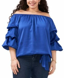 Vince Camuto Plus Size Off-The-Shoulder Bubble-Sleeve Top
