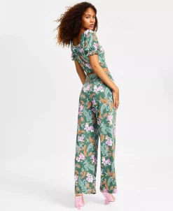 Bar III Women's Floral-Print Wide-Leg Pull-On Pants, Created For Macy's 8 Bar III Women's Floral-Print Wide-Leg Pull-On Pants, Created For Macy's -Clothing Shop 23732544 fpx