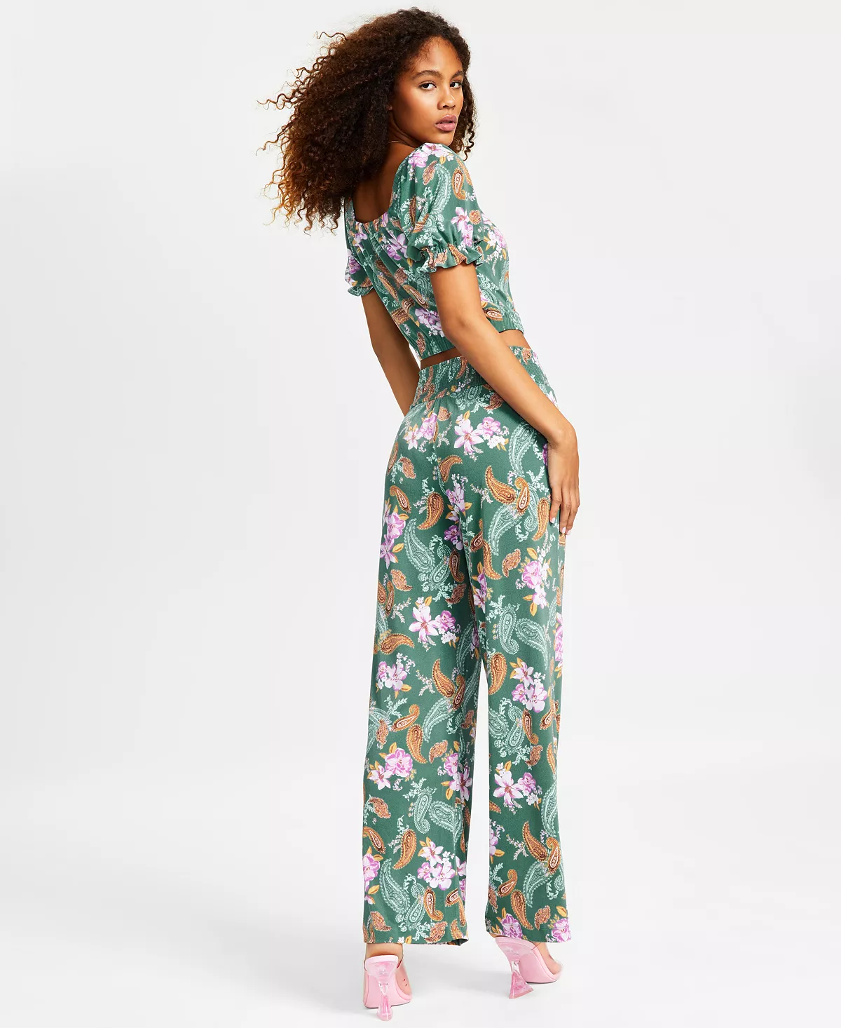 Bar III Women's Floral-Print Wide-Leg Pull-On Pants, Created For Macy's 5 Bar III Women's Floral-Print Wide-Leg Pull-On Pants, Created For Macy's - Image 3