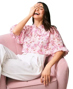 CeCe Women's Ruffled Tie-Neck Balloon-Sleeve Blouse -Clothing Shop 23734405 fpx