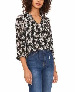 Vince Camuto Women's Tie-Front Printed Matte Top