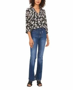Vince Camuto Women's Tie-Front Printed Matte Top -Clothing Shop 23769993 fpx
