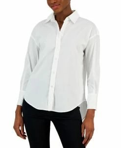 Anne Klein Women's Open-Collar Blouson-Sleeve Shirt