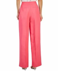 Anne Klein Women's Linen High Rise Wide-Leg Asymmetrical-Fly Pants -Clothing Shop 23777176 fpx