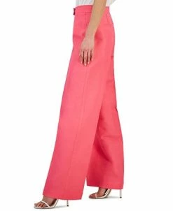 Anne Klein Women's Linen High Rise Wide-Leg Asymmetrical-Fly Pants -Clothing Shop 23777178 fpx