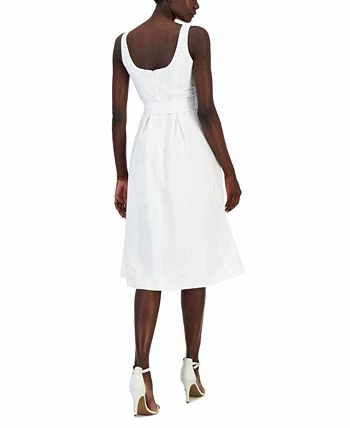 Anne Klein Women's Belted Seersucker Sleeveless Midi Dress 4 Anne Klein Women's Belted Seersucker Sleeveless Midi Dress - Image 2