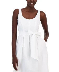 Anne Klein Women's Belted Seersucker Sleeveless Midi Dress 10 Anne Klein Women's Belted Seersucker Sleeveless Midi Dress -Clothing Shop 23777318 fpx
