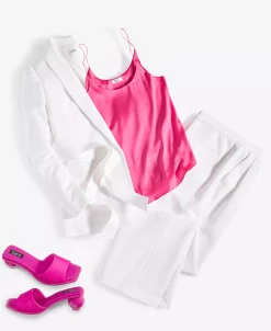 Bar III Women's Textured Straight-Leg Pants, Created For Macy's -Clothing Shop 23793060 fpx