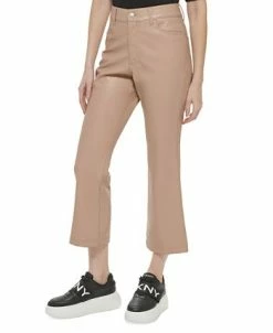 DKNY Women's Faux-Leather Cropped Ankle Pants -Clothing Shop 23801951 fpx