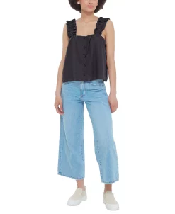 Black Tape Women's Ruffled-Strap Button-Front Camisole -Clothing Shop 23807570 fpx