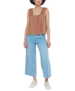 Black Tape Women's Ruffled-Strap Button-Front Camisole -Clothing Shop 23807574 fpx