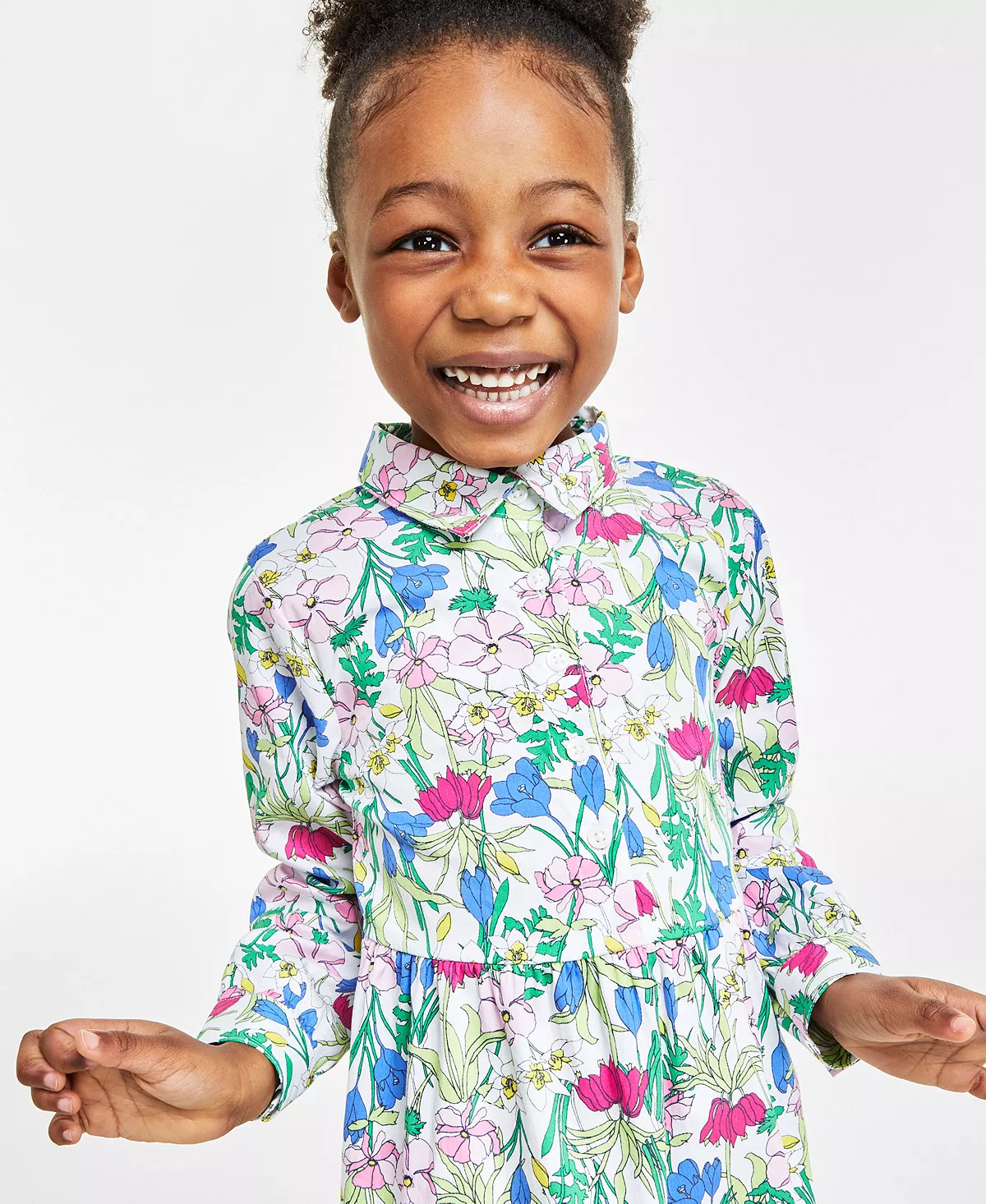 Charter Club Little Girl's Long-Sleeve Floral Shirtdress, Created For Macy's 5 Charter Club Little Girl's Long-Sleeve Floral Shirtdress, Created For Macy's - Image 3