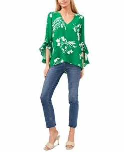 Vince Camuto Women's Floral Whisper Printed Flutter-Sleeve Blouse -Clothing Shop 23892351 fpx