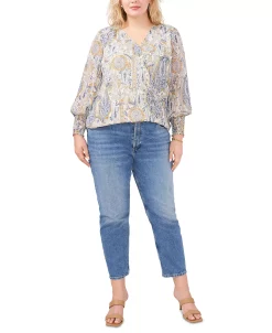 Vince Camuto Plus Size Paisley-Print Crossover Top -Clothing Shop 23921200 fpx