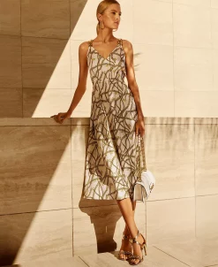 Michael Kors Women's Logo-Print Chain Cutout Dress -Clothing Shop 24033761 fpx