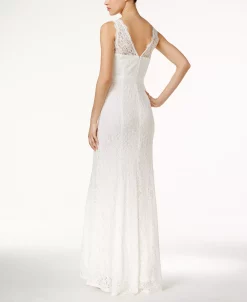 Adrianna Papell Women's Lace V-Neck Satin Sash Gown 14 Adrianna Papell Women's Lace V-Neck Satin Sash Gown -Clothing Shop 8037776 fpx