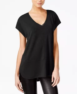 Bar III V-Neck Mixed-Media Mesh Top, Regular & Petite, Created For Macy's -Clothing Shop 8329350 fpx